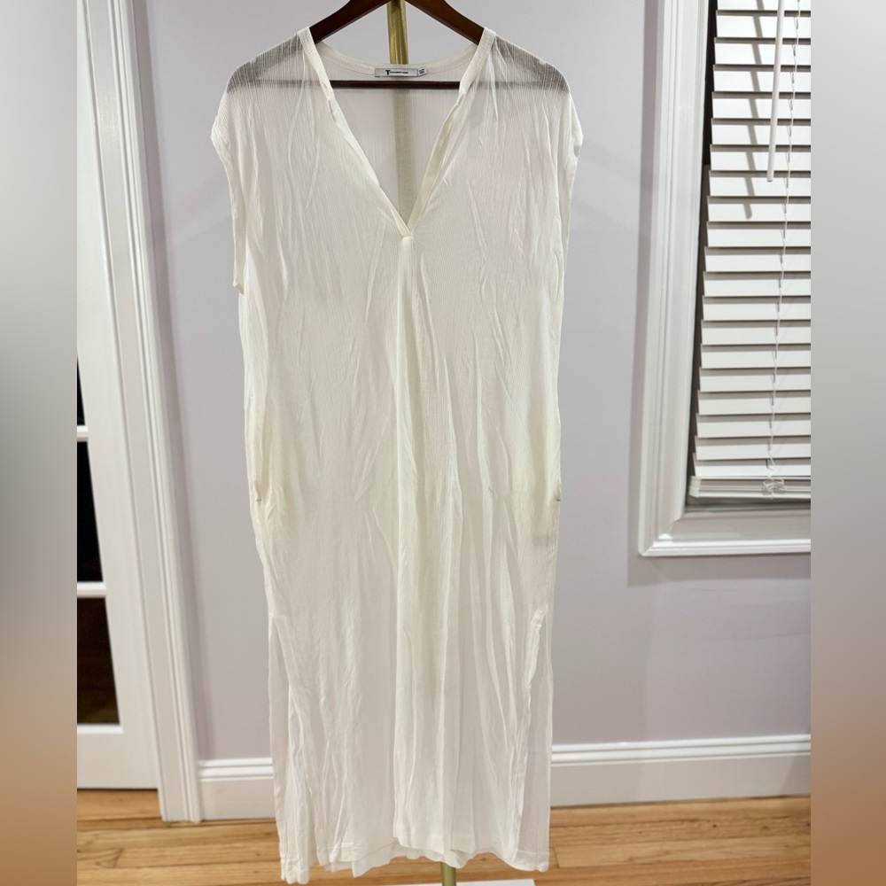 Alexander Wang White Sheer V-Neck Swim Coverup